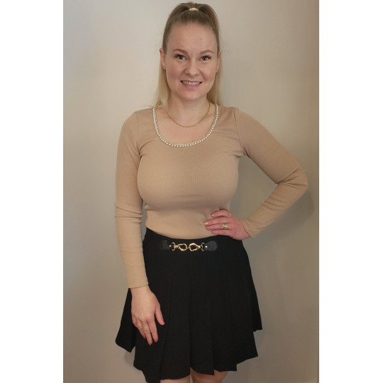 Khaki long-sleeved ribbed...