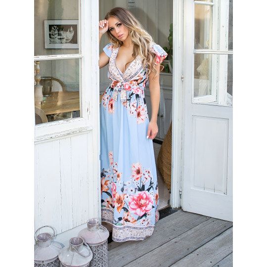 Ljusblå blommig mönster...